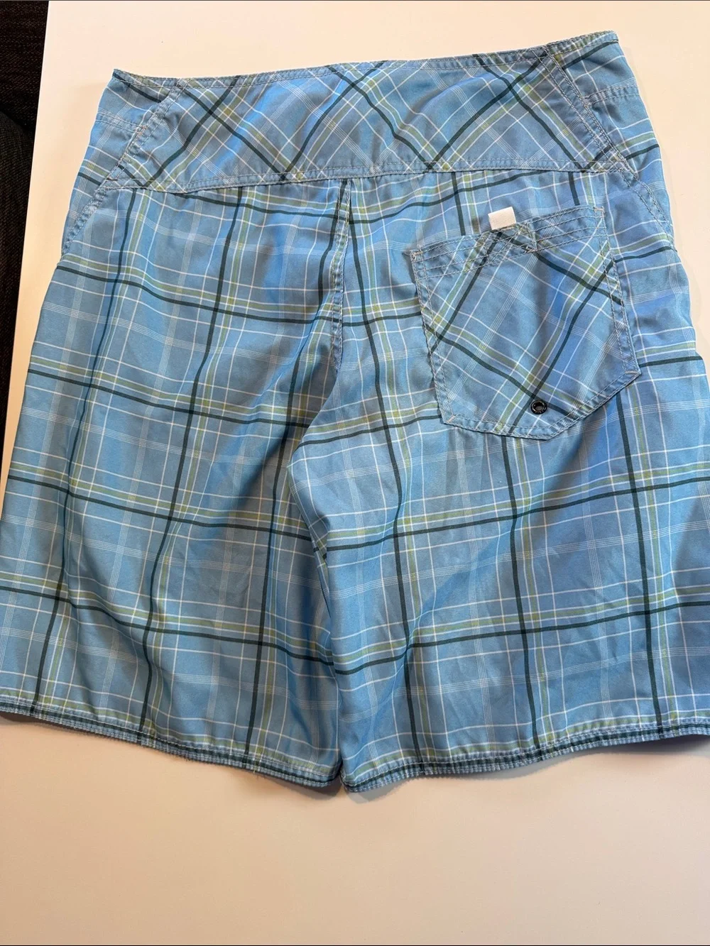 American Eagle Outfitters Light Blue Plaid Swim Board Shorts